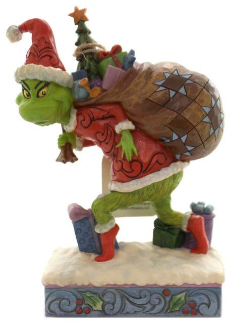 Jim Shore Grinch Tip Toeing W/Bag Of Gift Dr. Seuss Figurine Christmas ...