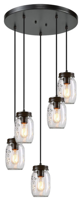 Modern 5 Light Glass Mason Jar Ceiling Lights Industrial Pendant Lighting By Lnclighting Llc