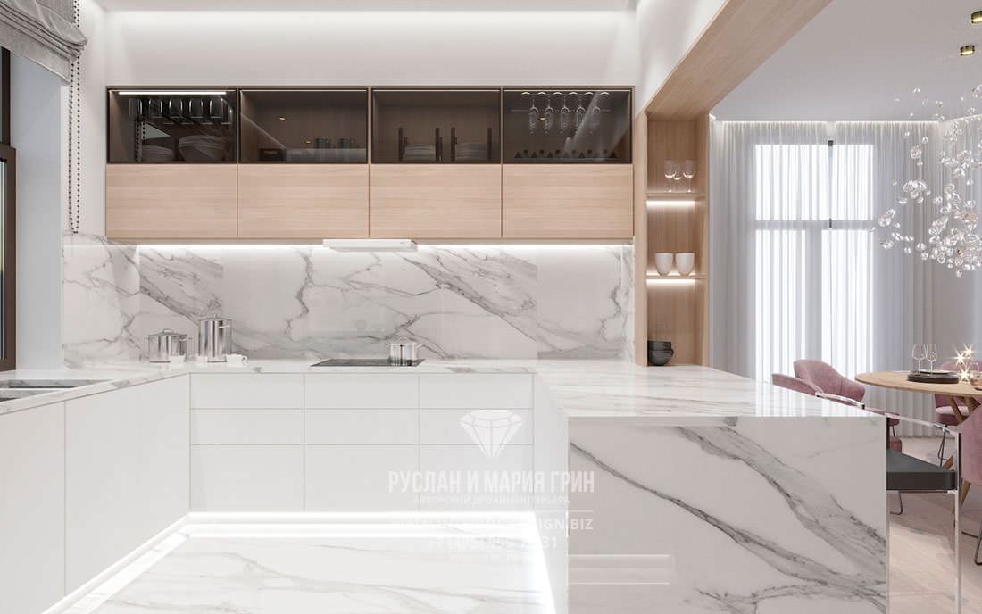 Дизайн интерьера кухни-столовой в современном стиле