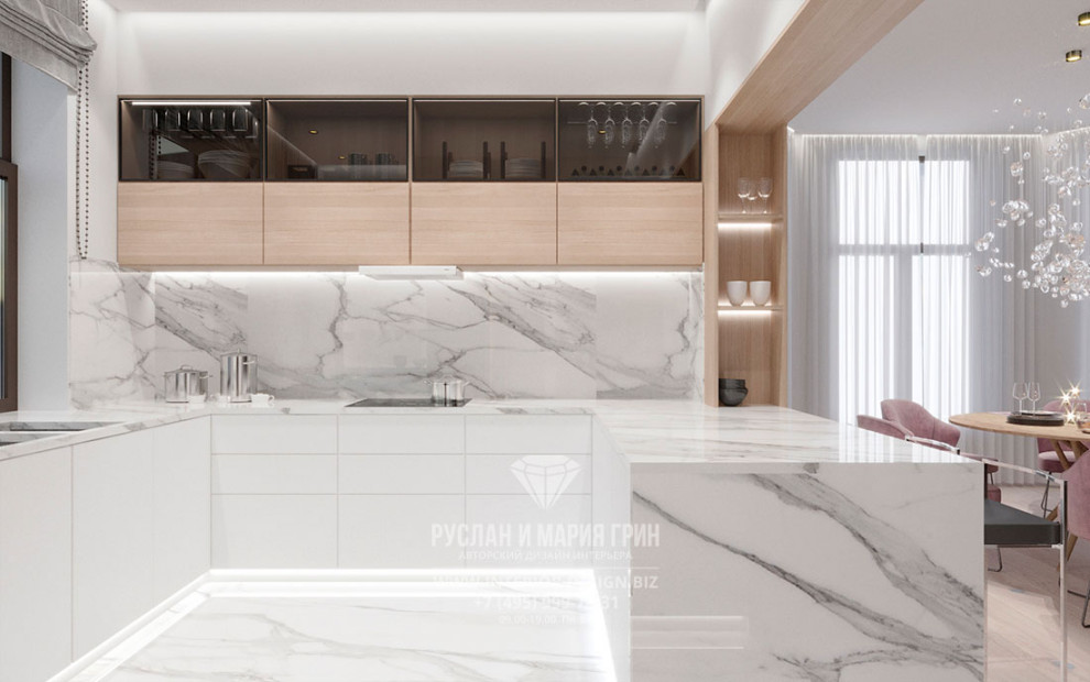 Дизайн интерьера кухни-столовой в современном стиле