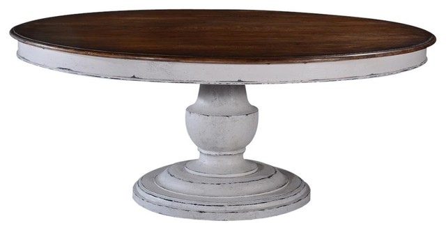 Dining Table Scottsdale Round Wood, White Rustic Dining Table