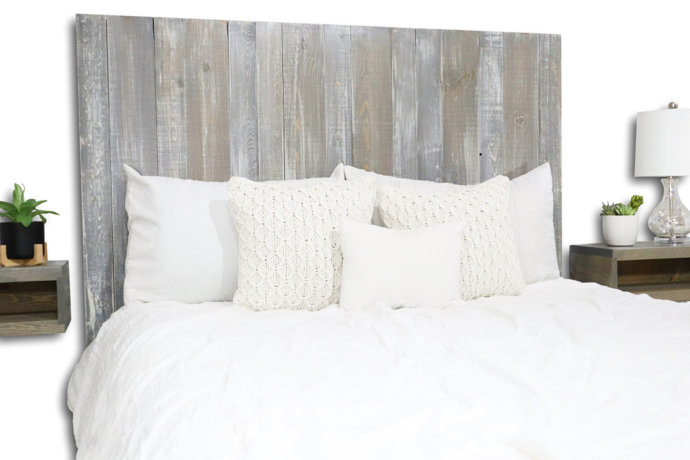 Handcrafted Headboard, Leaner Style, Blue Powderwash, Queen, Full