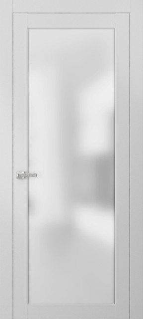 Planum 2102 Interior Solid Glass Door White Silk Contemporary