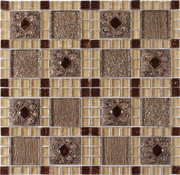 Resin shell mosaic tile, resin blend glass stone mosaic RNMT007