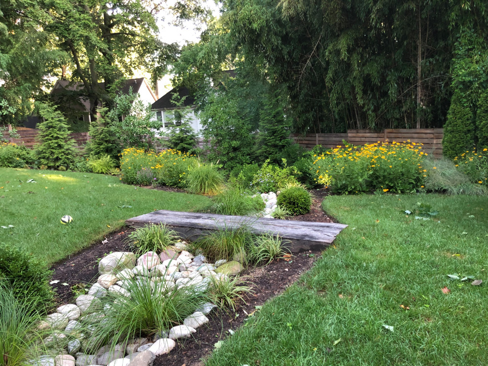 Natural wood plank bridge