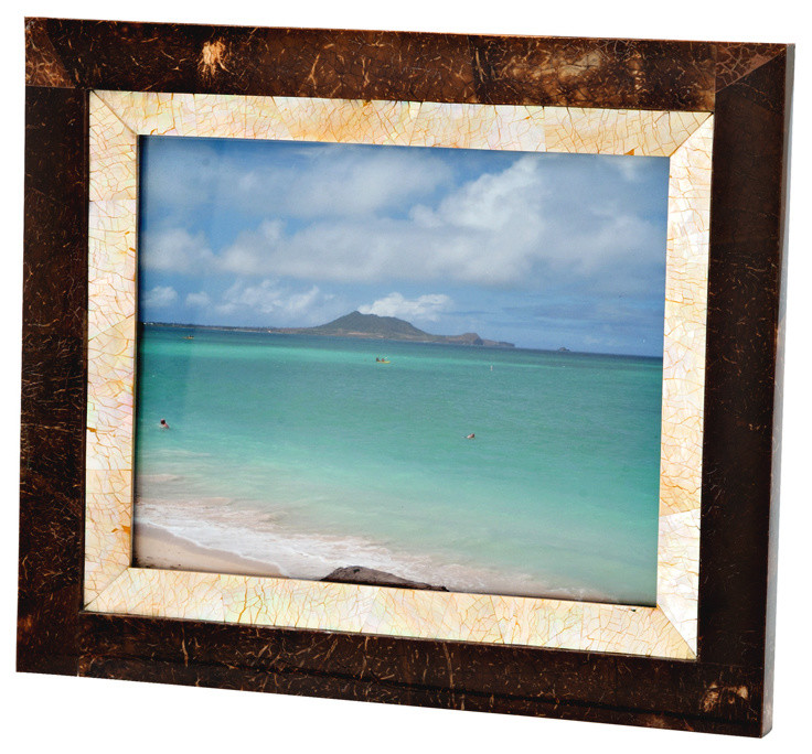 Coconut Shell and Mother of Pearl Picture Frame, 8 x 10