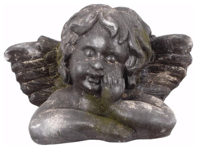 Ideally Charmed Ceramic Angel Sculpture, Gray - Farmhouse - Garden ...