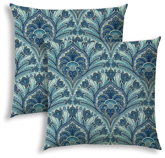 Peacock Blue Indoor Outdoor Pillows Contemporary Outdoor