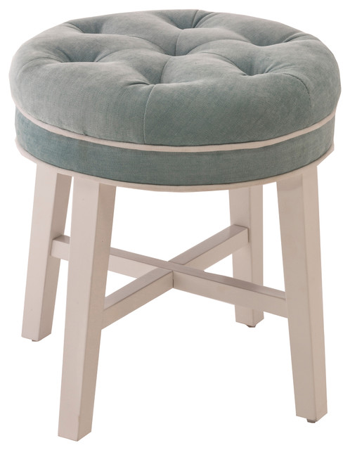 Sophia Vanity Stool With Linen Gray Fabric Transitional Vanity