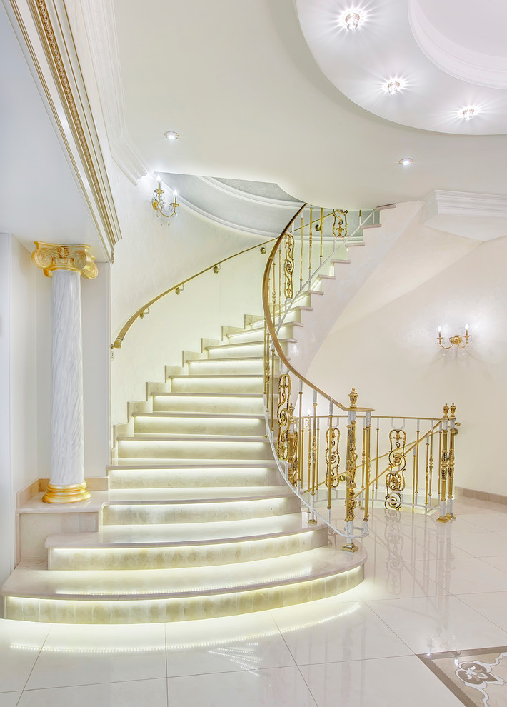 Traditional curved staircase in Moscow.