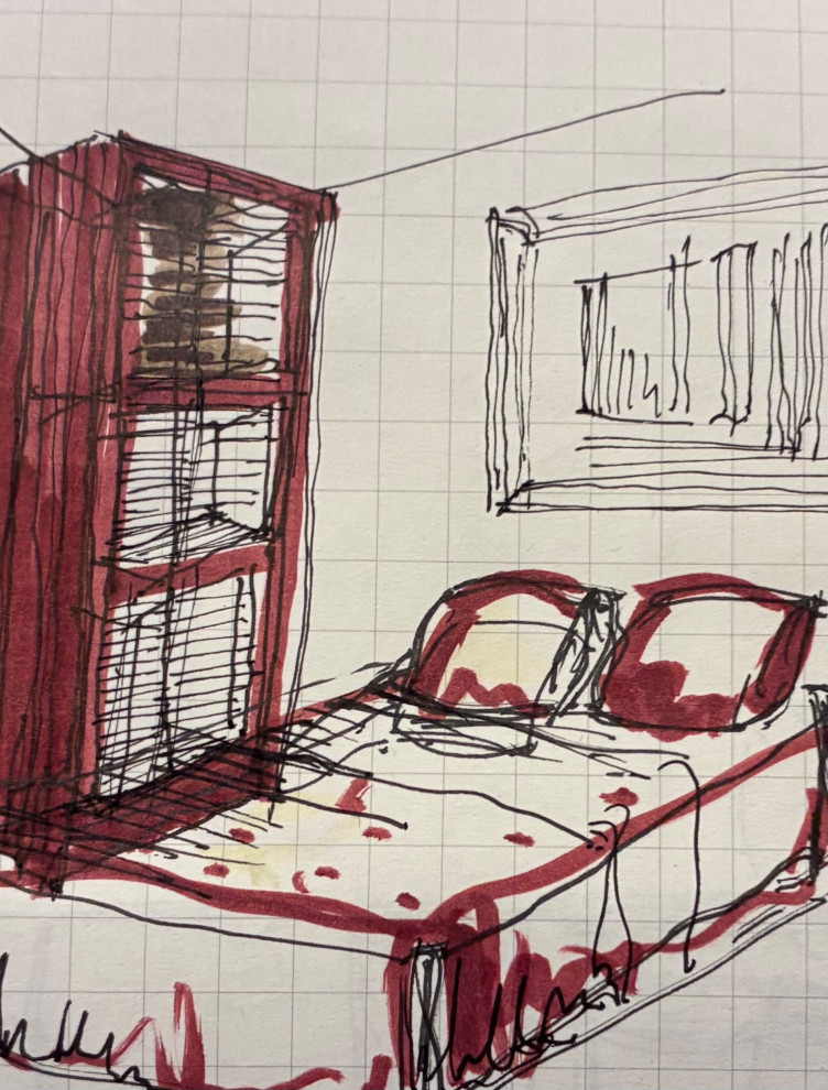 Croquis côté chambre mitoyen au salon