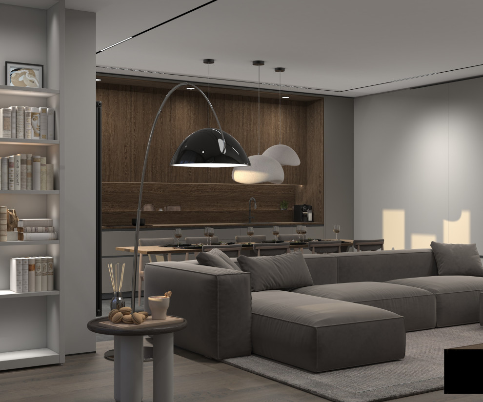 Квартира для современной семейгой пары. Холл и кухня-гостиная.