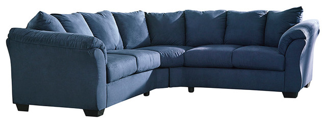 Darcy Sectional in Blue Microfiber, Blue - Transitional - Sectional ...