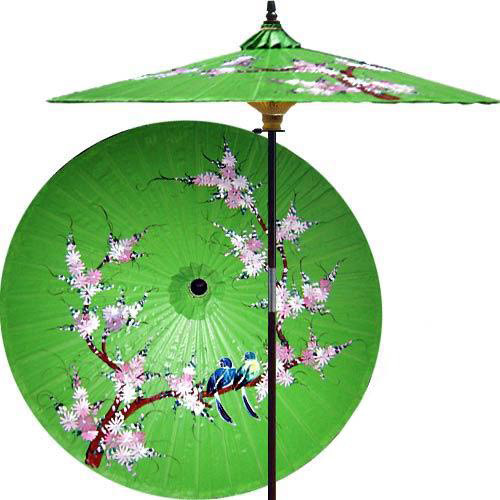 Song Birds Outdoor Patio Umbrella Meadow Green Asian Song Birds Outdoor Patio Umbrella Meadow Green