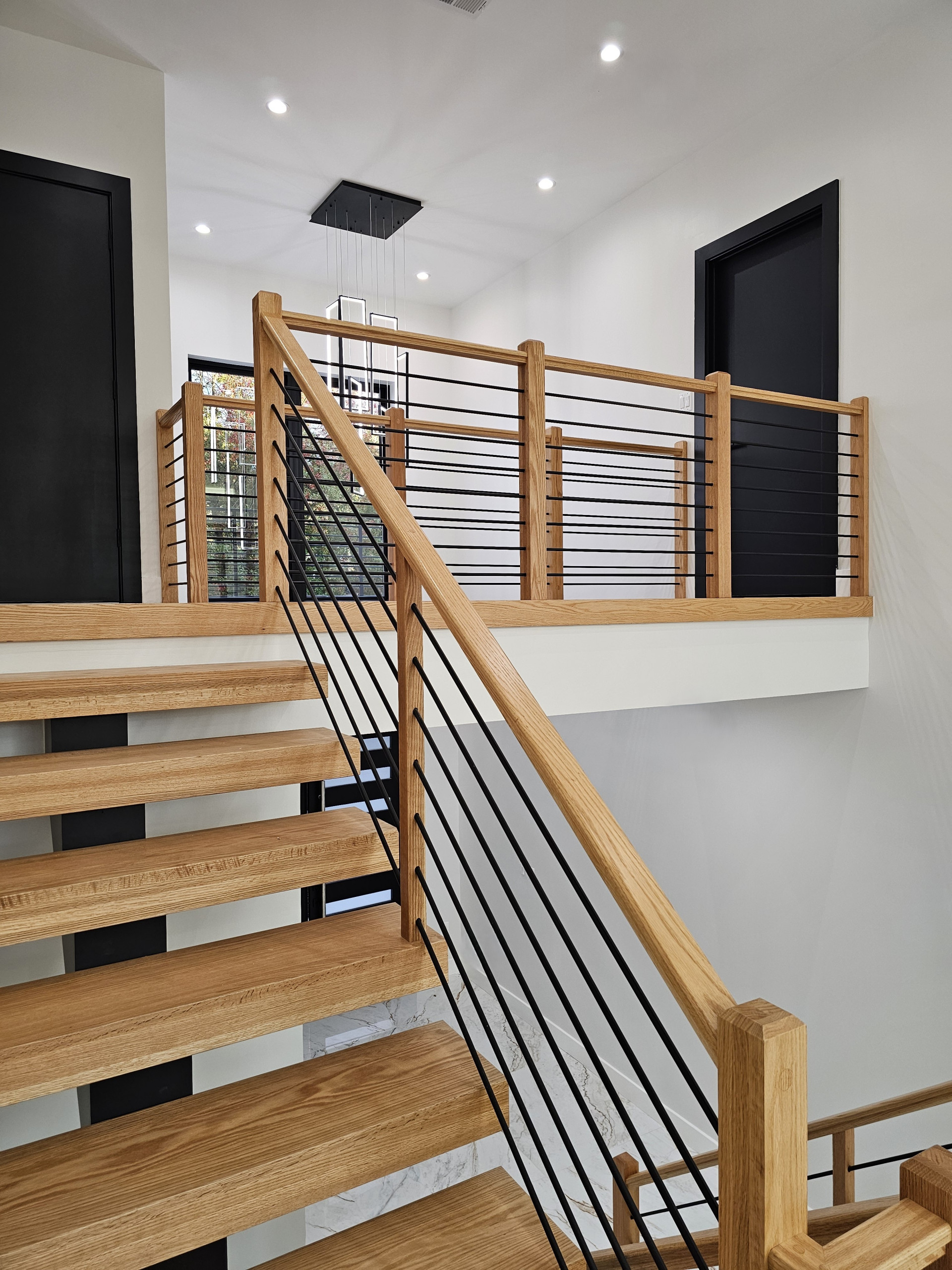 143_Modern Floating Red Oak and Metal Staircase, Sterling, VA