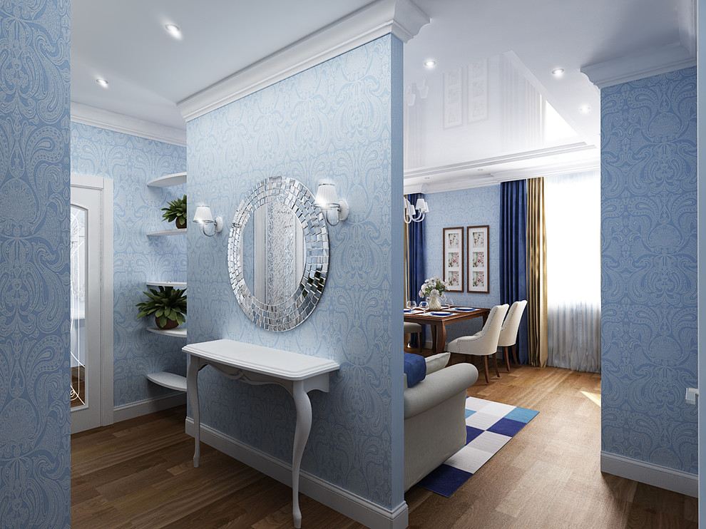 Интерьер кухни - гостиной в двухкомнатной квартире.