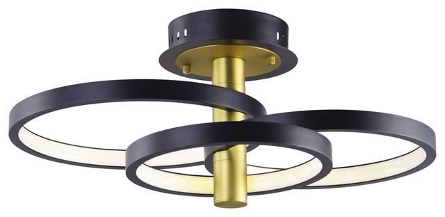 Adora Integrated Led 34 Watt Black And Gold Semi Flush Mount