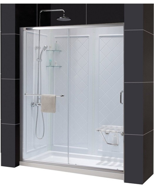 DreamLine DL-6116R-04FR Infinity-Z Shower Door, Base & Backwalls