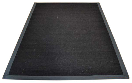 Sisal Rug, Black With Grey Border, 200x300 cm