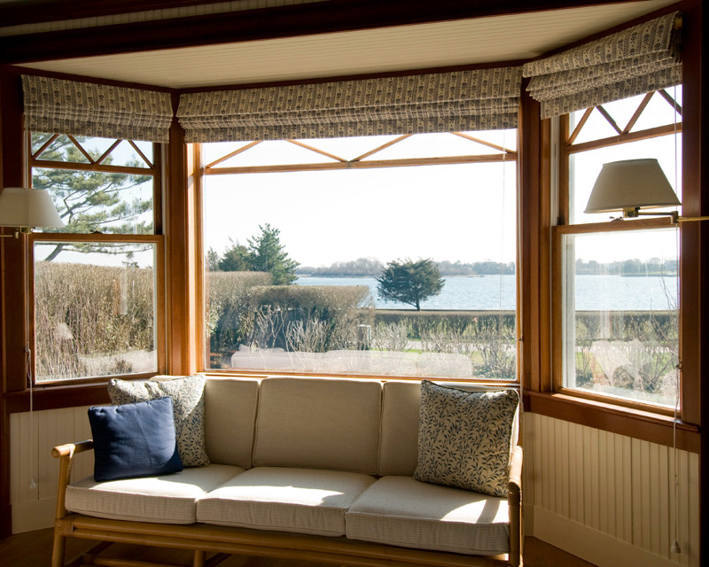 Beach style home design photo in Boston