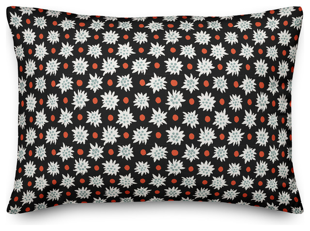 Abstract Snowflake Pattern in Black Throw Pillow