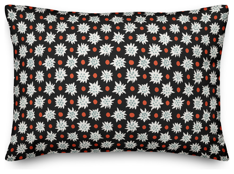 Abstract Snowflake Pattern in Black Throw Pillow