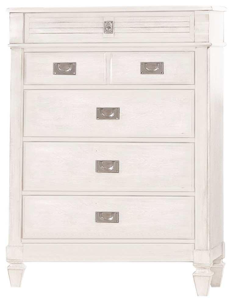Tall Vertical Dresser, Pine Wood Frame & Drawers With Metal Pulls