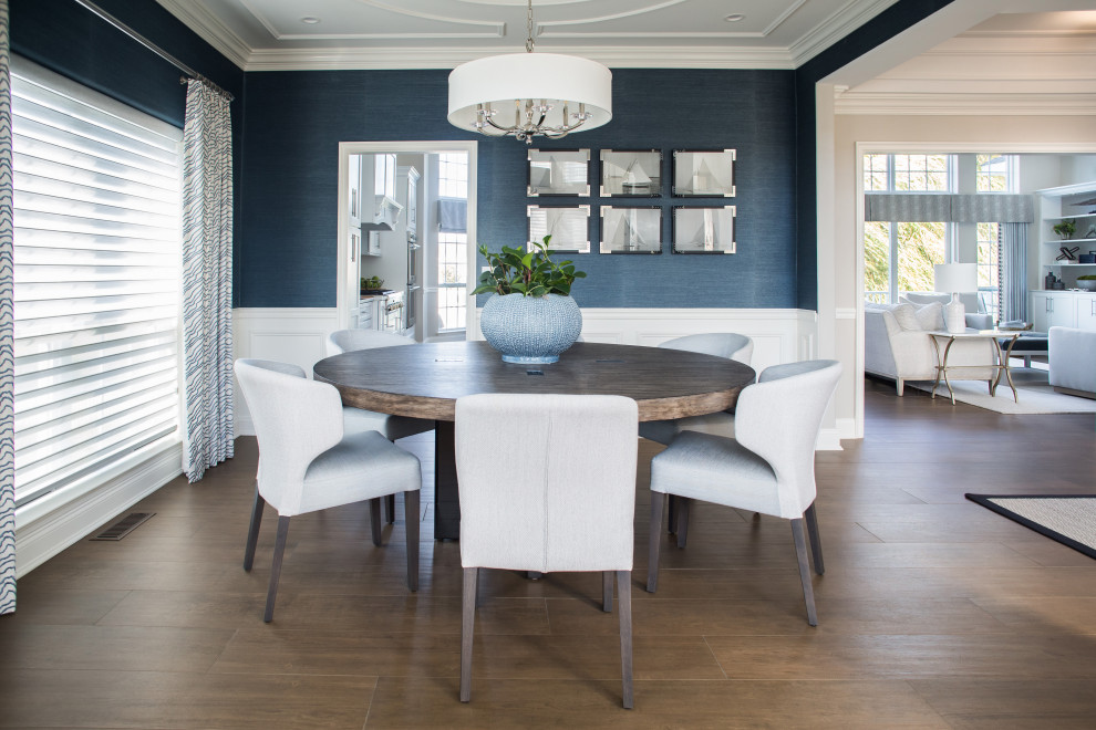 This is an example of a transitional dining room in New York.