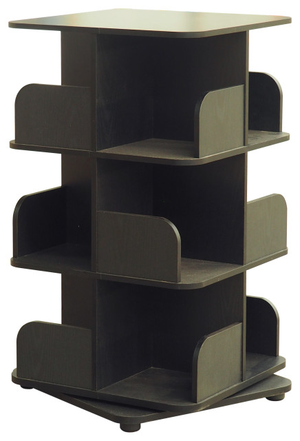Oneonta Revolving Bookcase Tower Display Unit, Wood, Black, 3 Tier