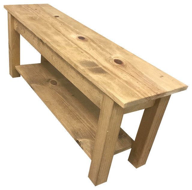 Ranch Golden Oak Bench With Shelf Rustic Accent And Storage