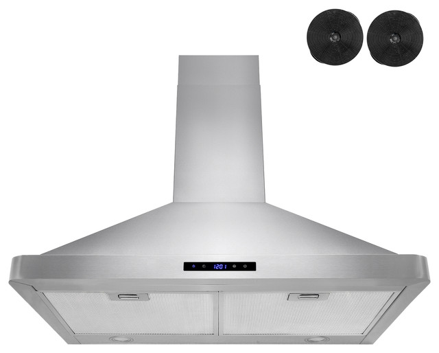 Golden Vantage 30" Ductless Wall Mount Stainless Steel Kitchen Range Hood Fan Contemporary