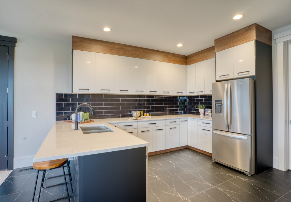 Minimalist kitchen photo in Calgary