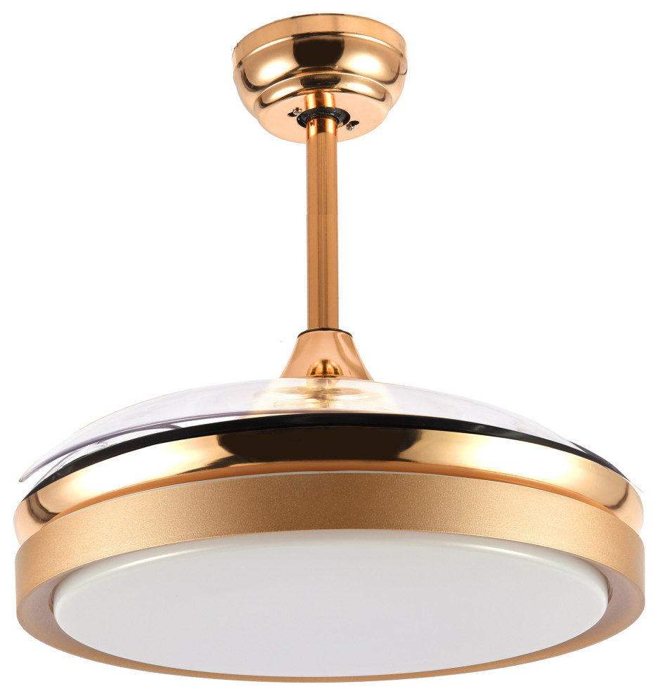 brushed gold ceiling fan with light