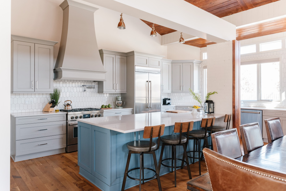 Example of a large transitional kitchen design in Omaha