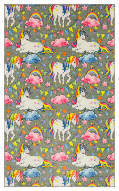 Unicorn Wish Area Rug, Gray, 5' x 8'