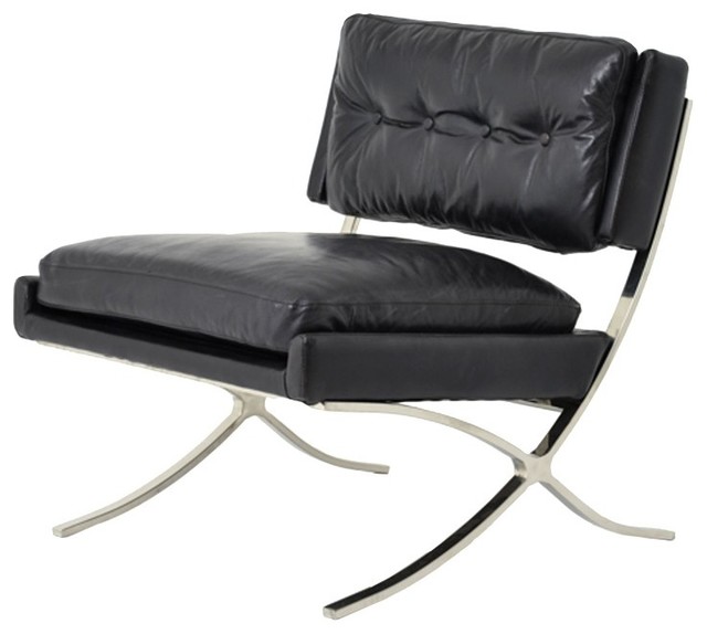Four Hands Home Heathrow Vintage Black Leather Lounge Chair Indoor