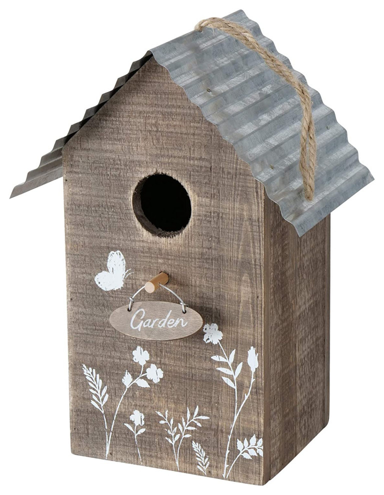 Garden Birdhouse With Perch Farmhouse Birdhouses by Whole House