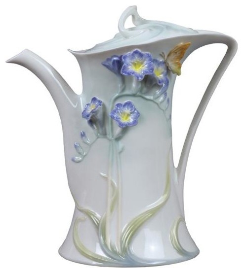 Freesia Coffee Pot, Purple Flower, Home Accent, Fine Porcelain