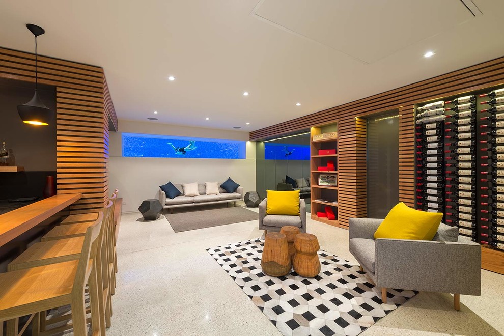 Photo of a contemporary basement in Melbourne.