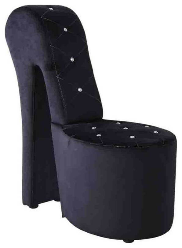 Best Master Furniture Tristram 19" Velvet High Heel Shoe Chair in Black