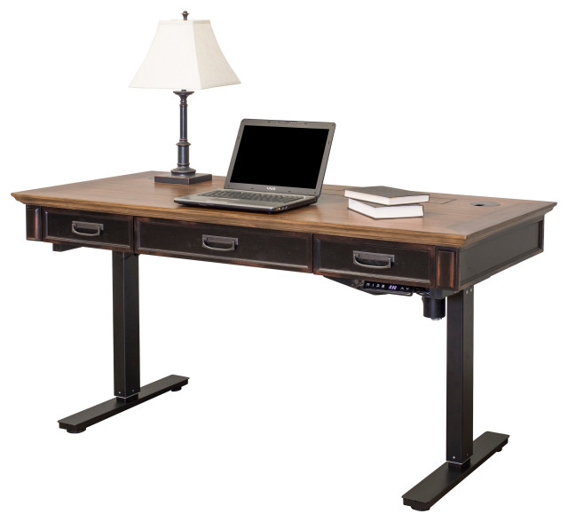 Hartford Wood Electric Sit Stand Desk Transitional Desks And