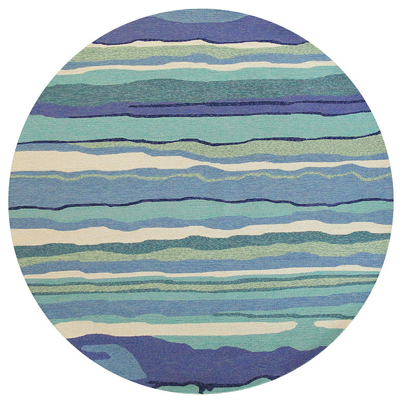 KAS Harbor 4216 Lagoon Outdoor Rug, Ocean, 7'6"x7'6" Round Beach