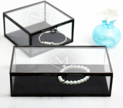 Personalized Antique Glass Shadow Jewelry Box