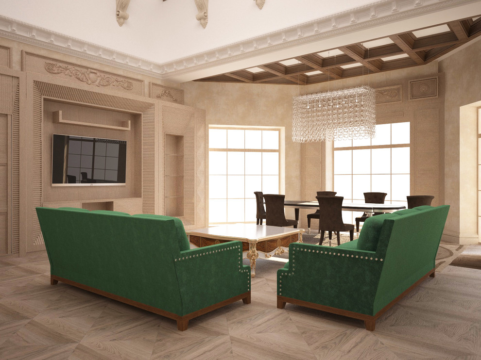 Дизайн-проект интерьеров гостинной и кухни особняка Шато