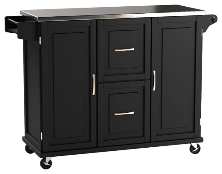 Large Kitchen Cart, Stainless Steel Top & With Adjustable