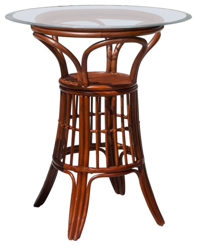 Universal 36" Round Tempered Bevel Edge Glass Pub Table, Sienna