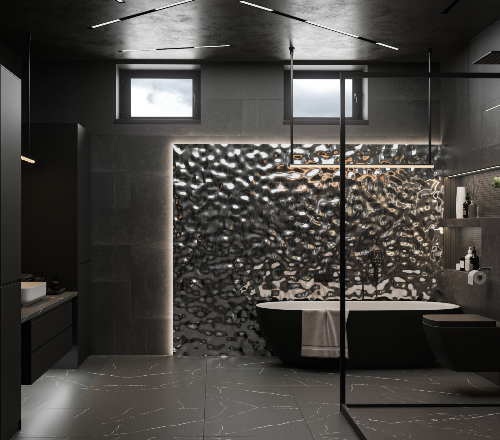 Чёрная ванная комната