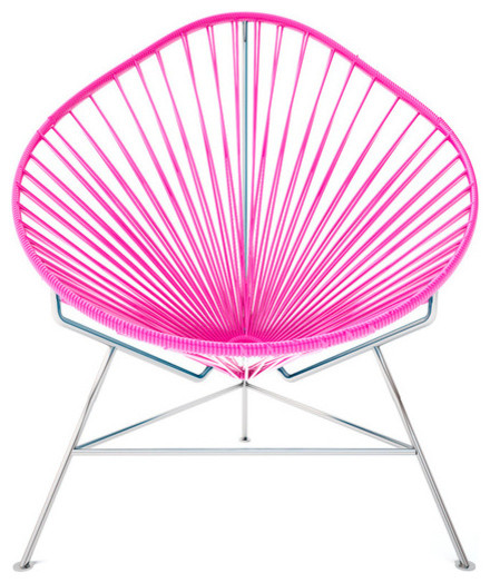 Acapulco Chair With Chrome Frame, Pink Weave