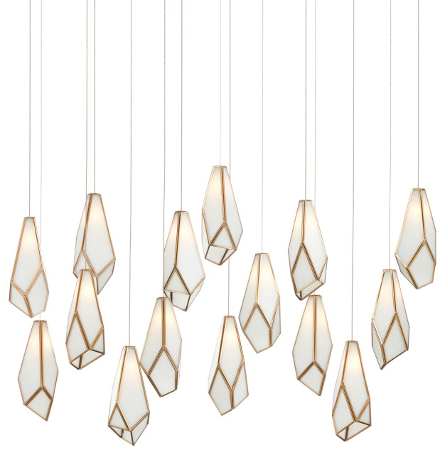 Glace White 15-Light Linear Multi-Drop Pendant main image 1