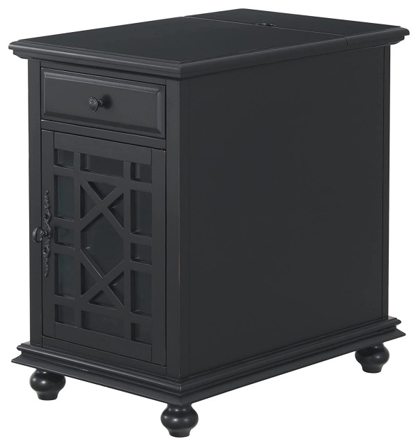 End Table, Turned Legs With Storage Drawer & Lower, Antique